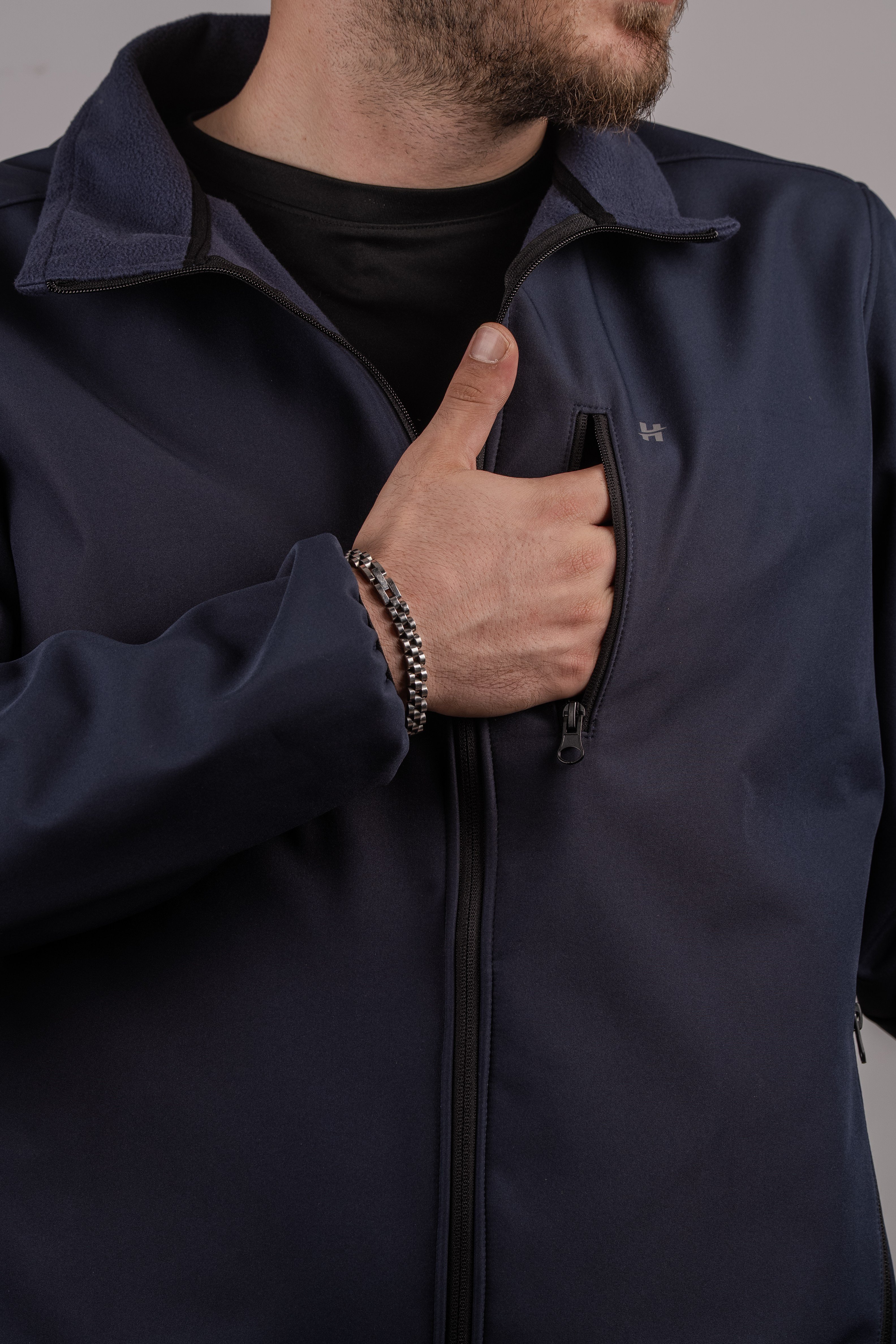 Huğlu Outdoor Lacivert Softshell Dikyaka Mont 