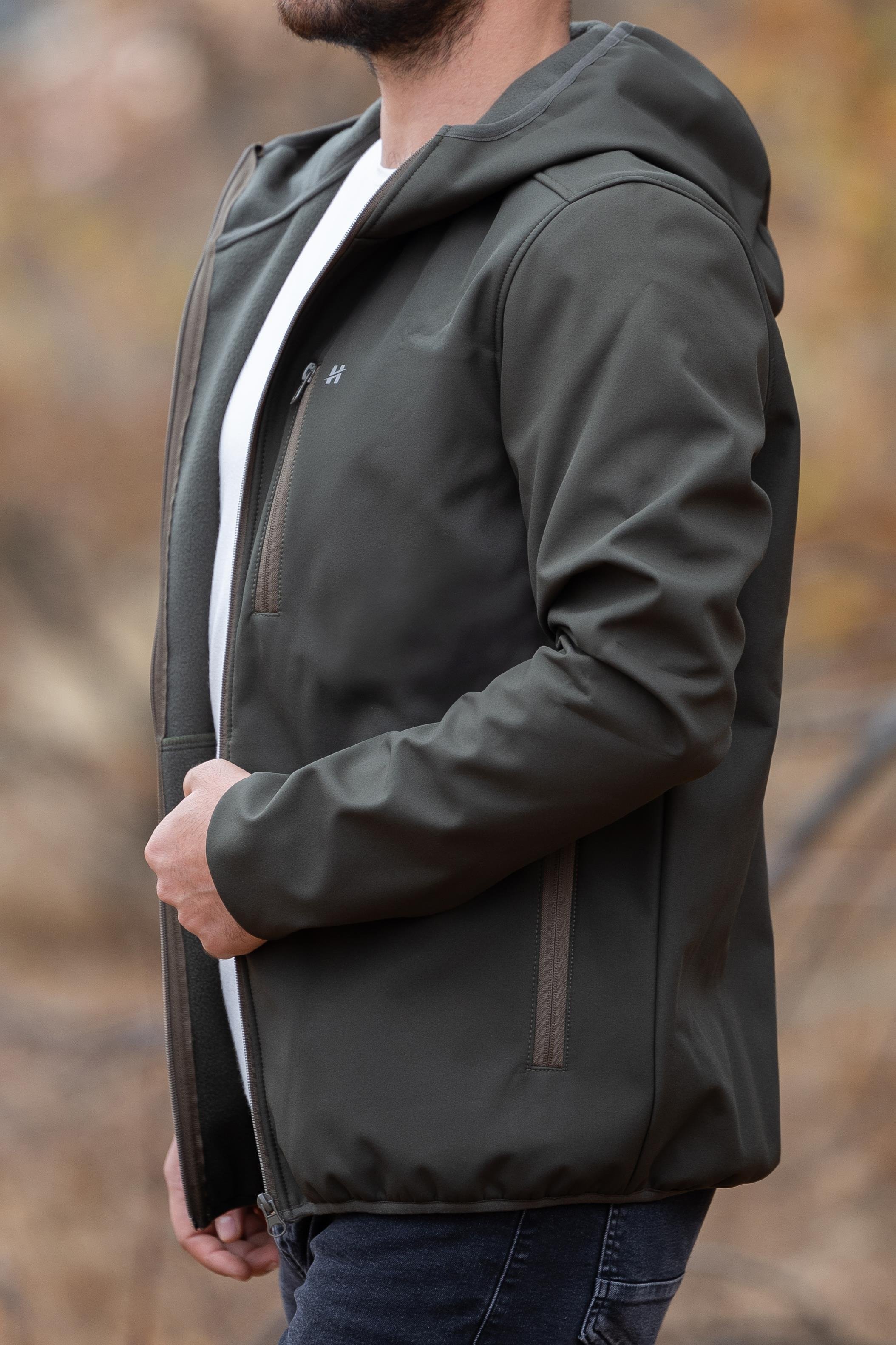 hugluoutdoorYeşil Kapüşonlu Softshell Mont
