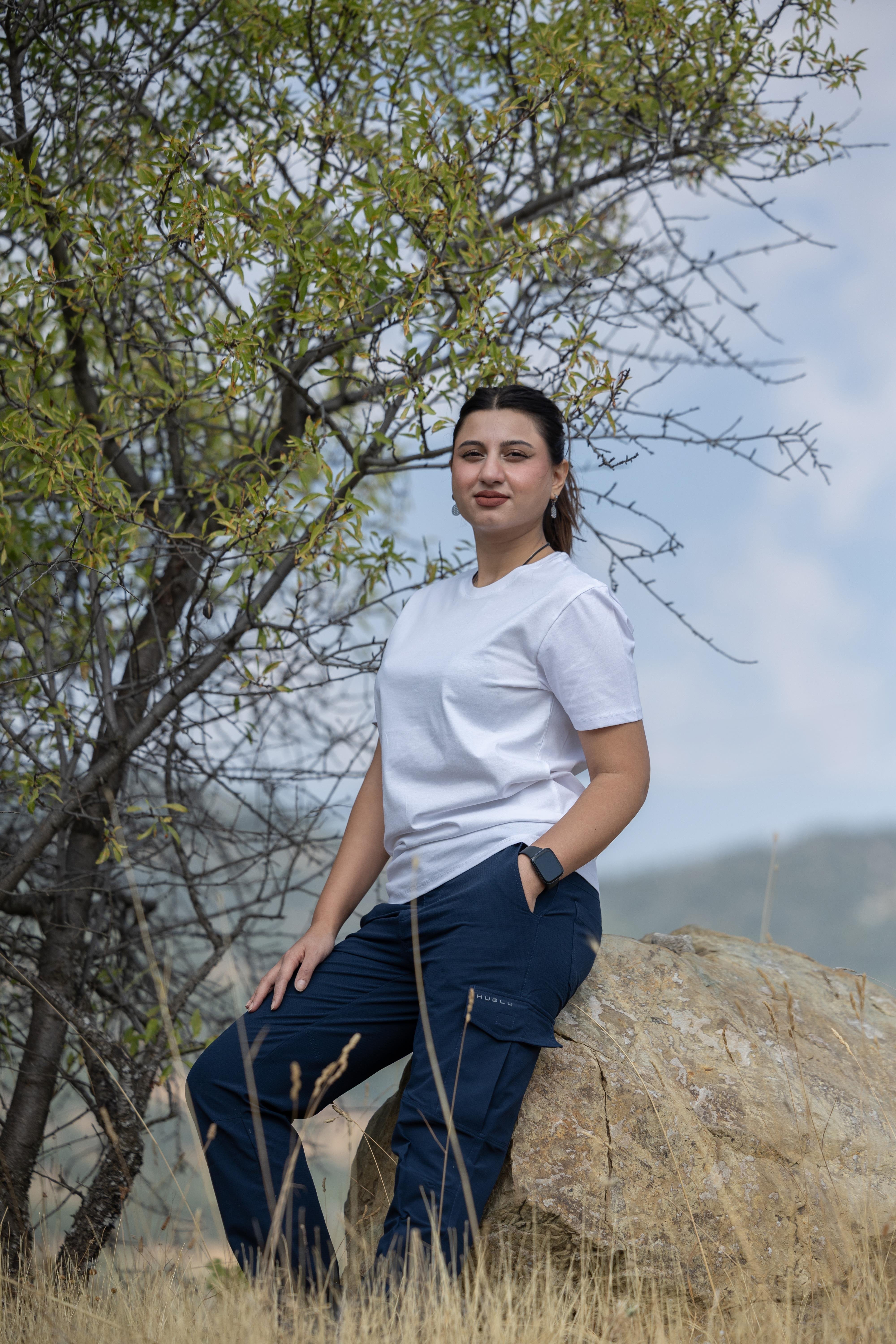 Huğlu OutdoorFit Kalıp Baskısız Beyaz T-shirt