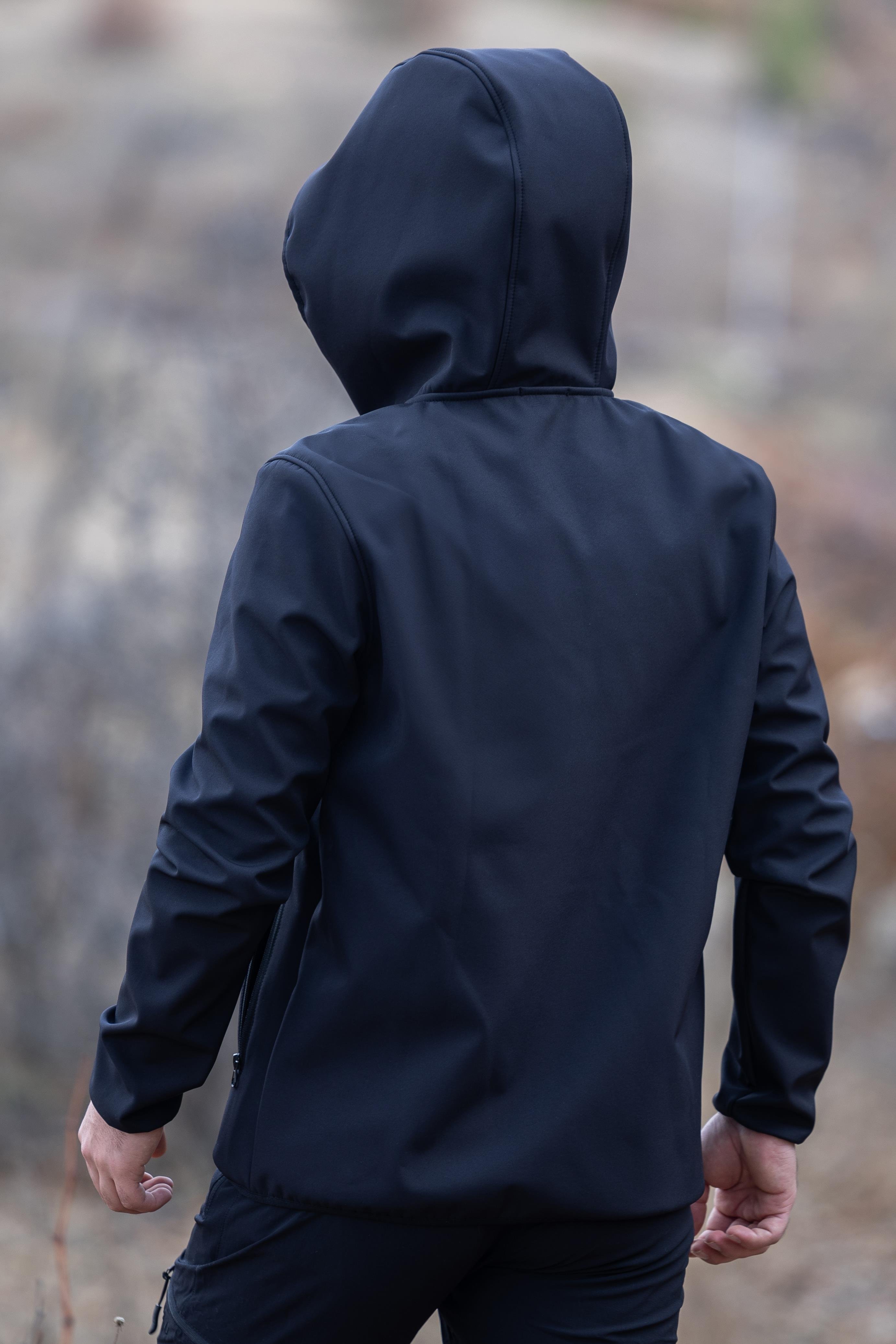 hugluoutdoorSiyah Kapüşonlu Softshell Mont
