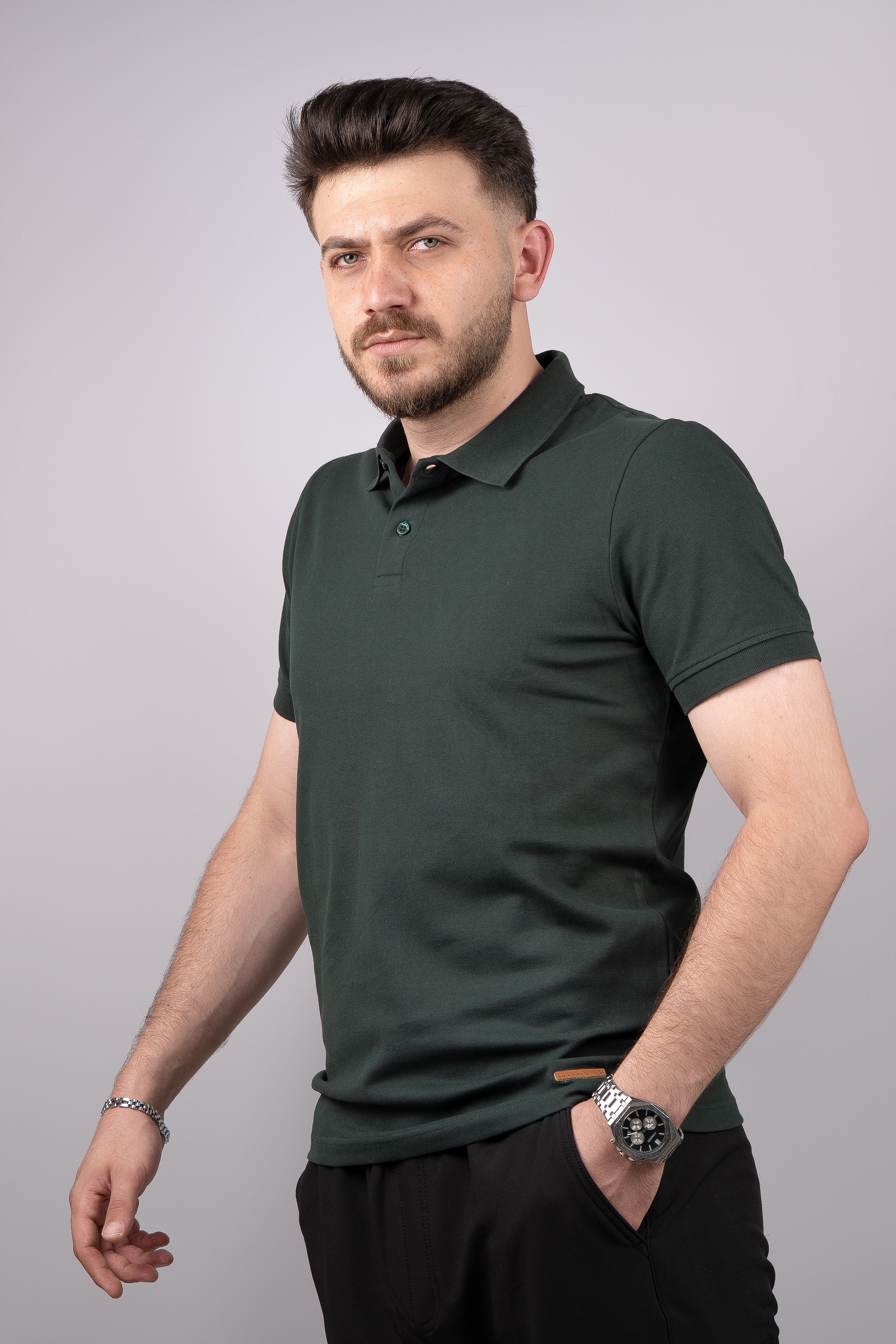 Huğlu Outdoor Polo Yaka T-Shirt Petrol Yeşili