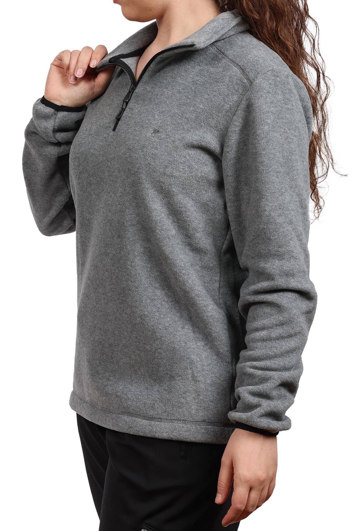 hugluoutdoorMelanj Gri Bayan Polar Sweatshirt