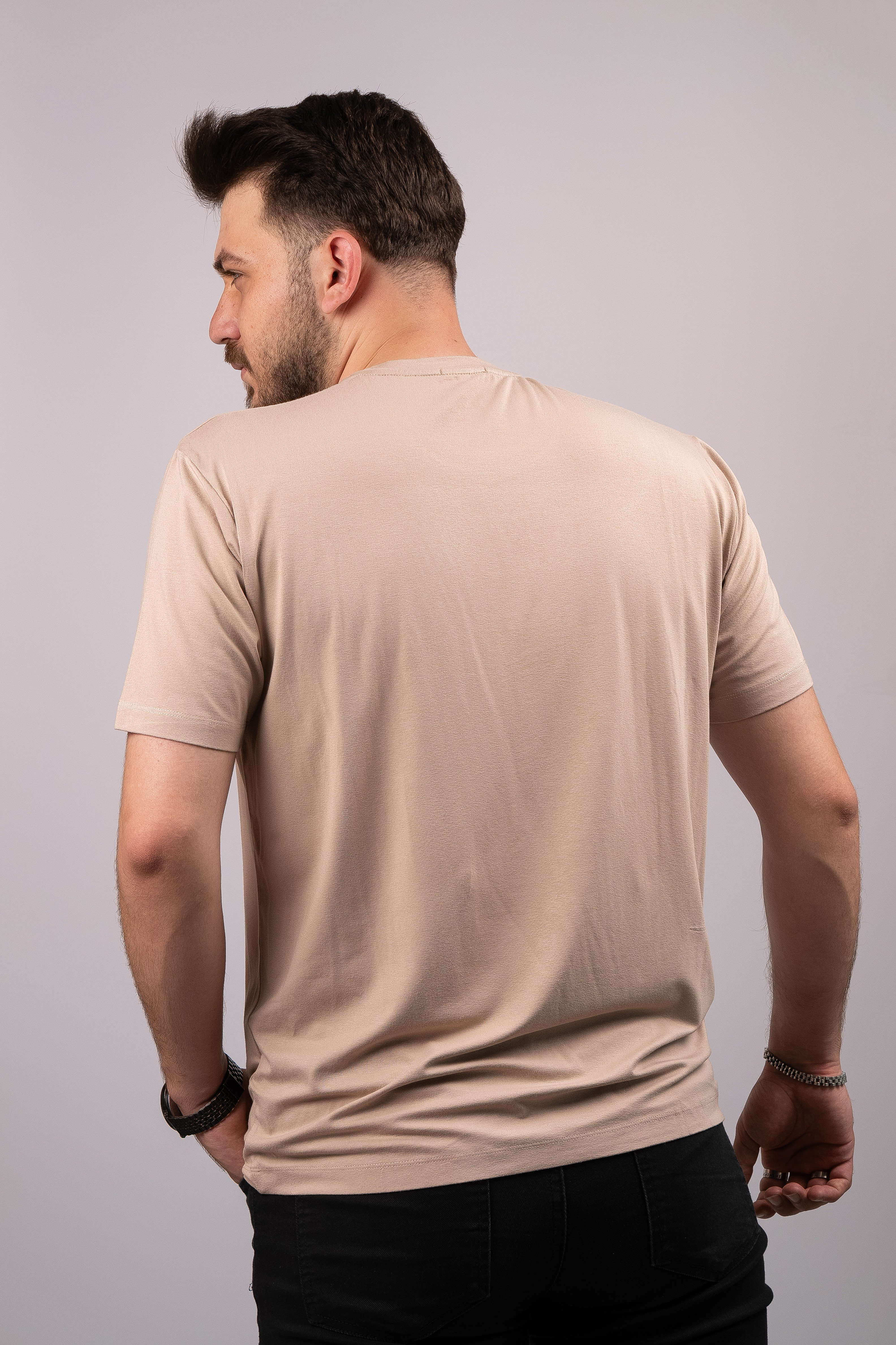 Huğlu Outdoor Bej Rahat Kalıp Viscon T-shirt