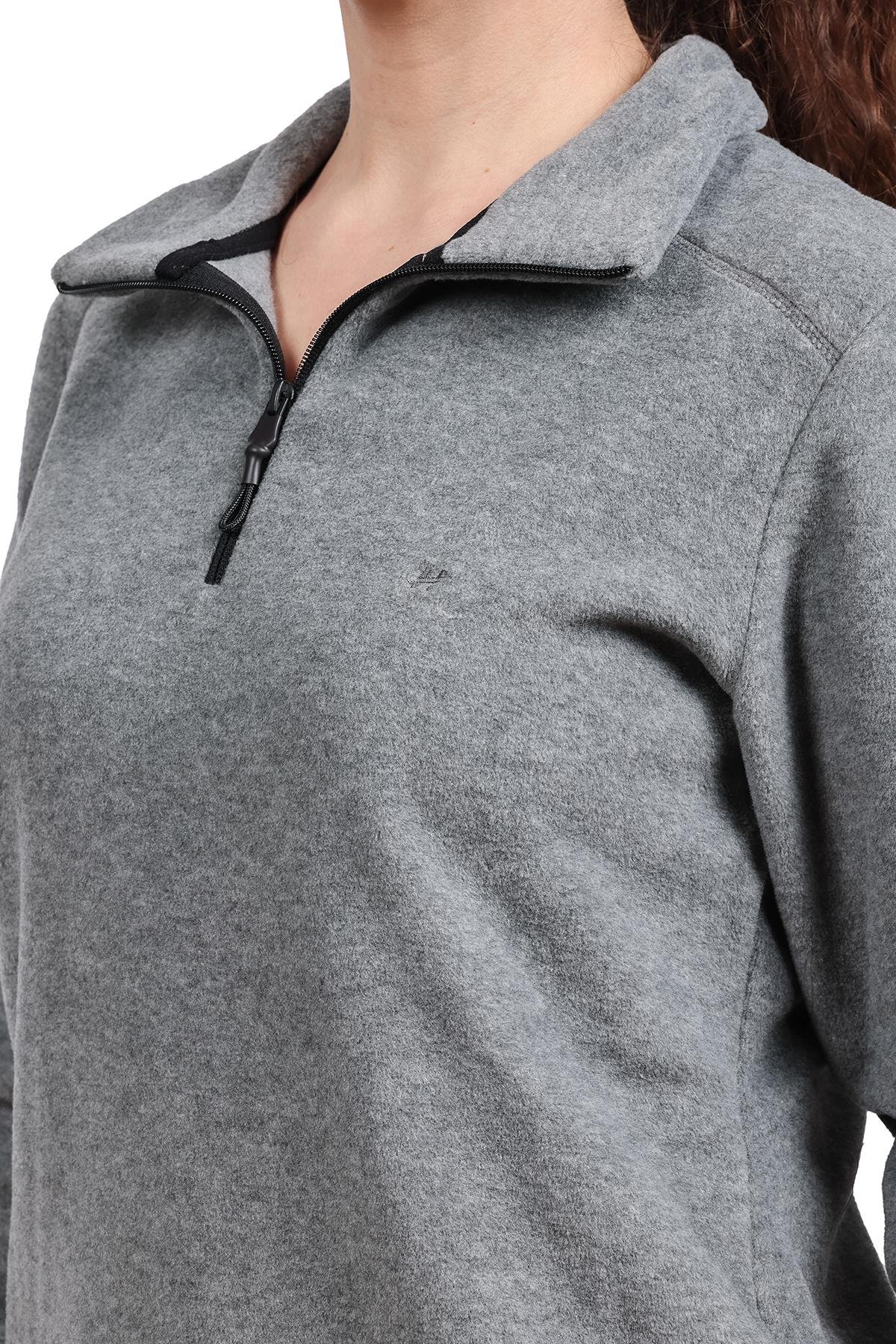 hugluoutdoorMelanj Gri Bayan Polar Sweatshirt
