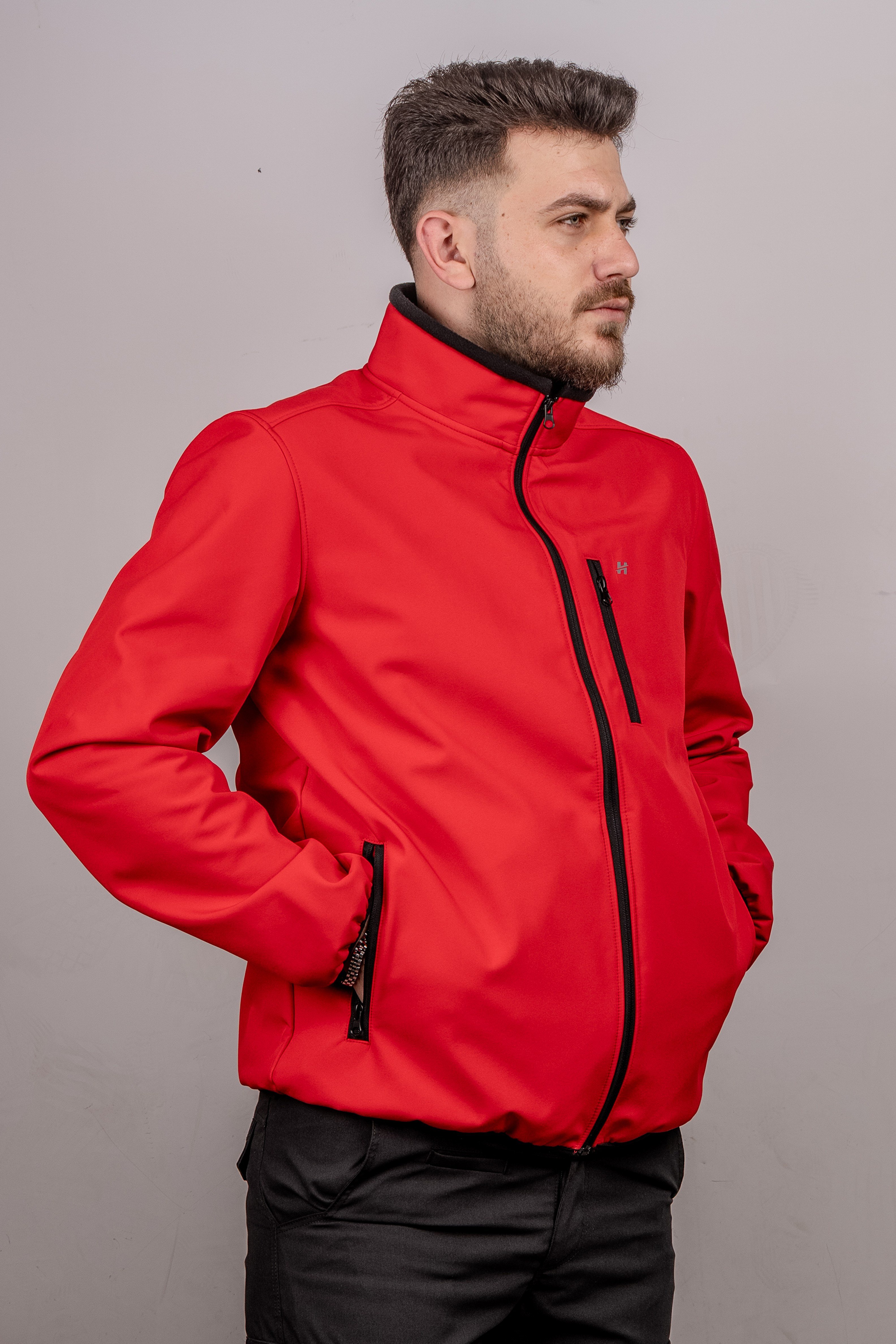 Huğlu Outdoor Kırmızı Softshell Dik Yaka Mont