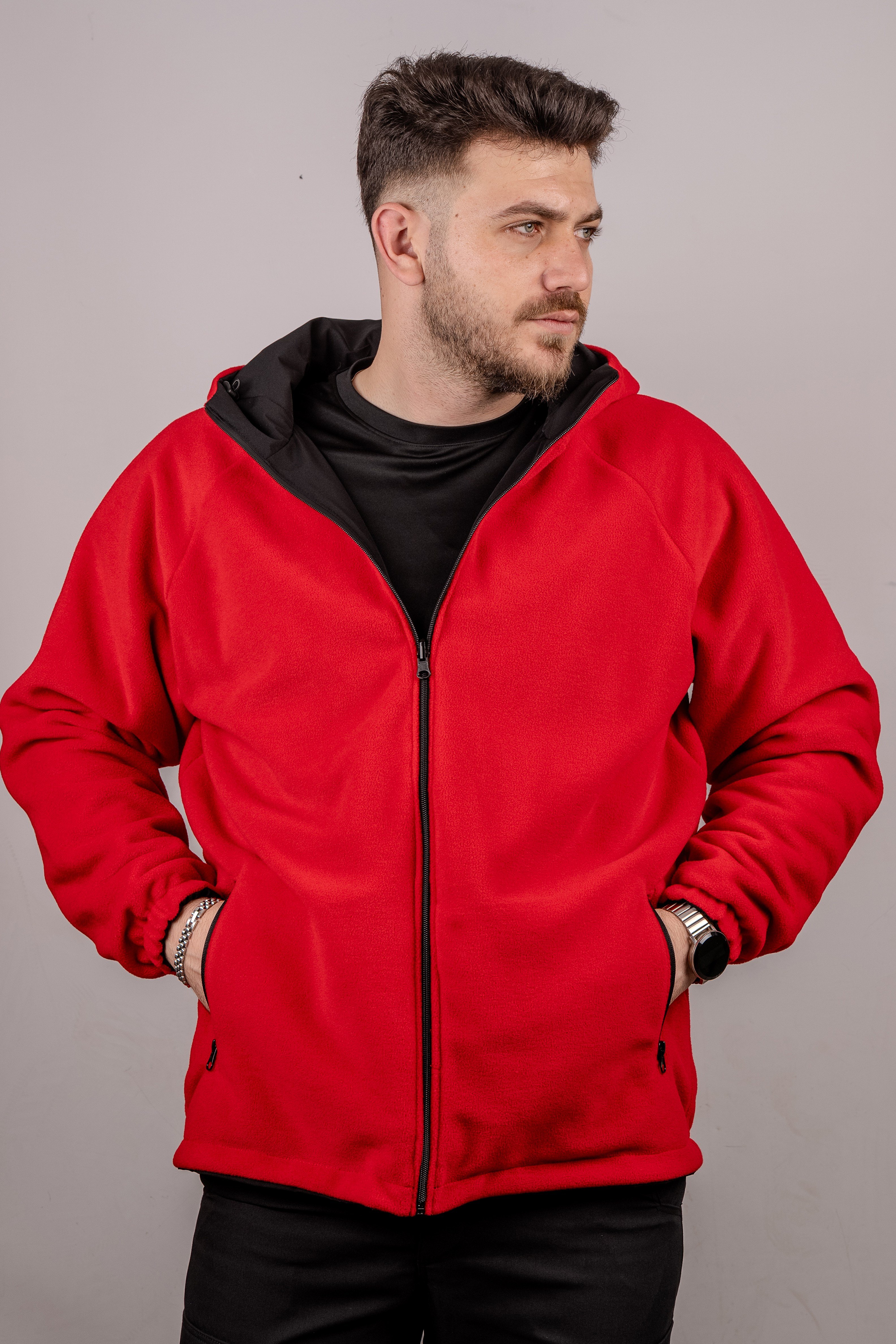 Huğlu Outdoor SİYAH- KIRMIZI ÇİFT TARAFLI YAĞMURLUK