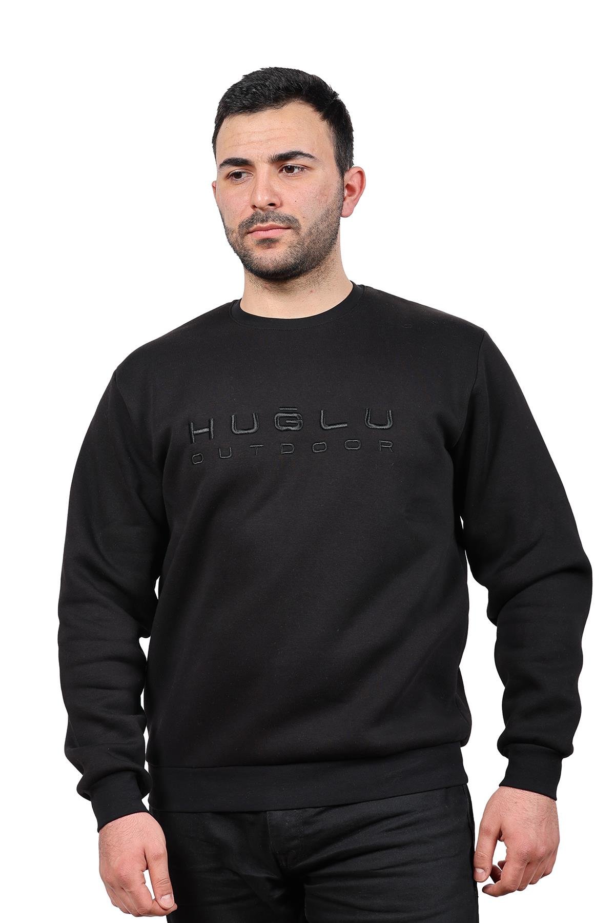 hugluoutdoorSiyah Üç İp Basic Sweatshirt HUĞLU