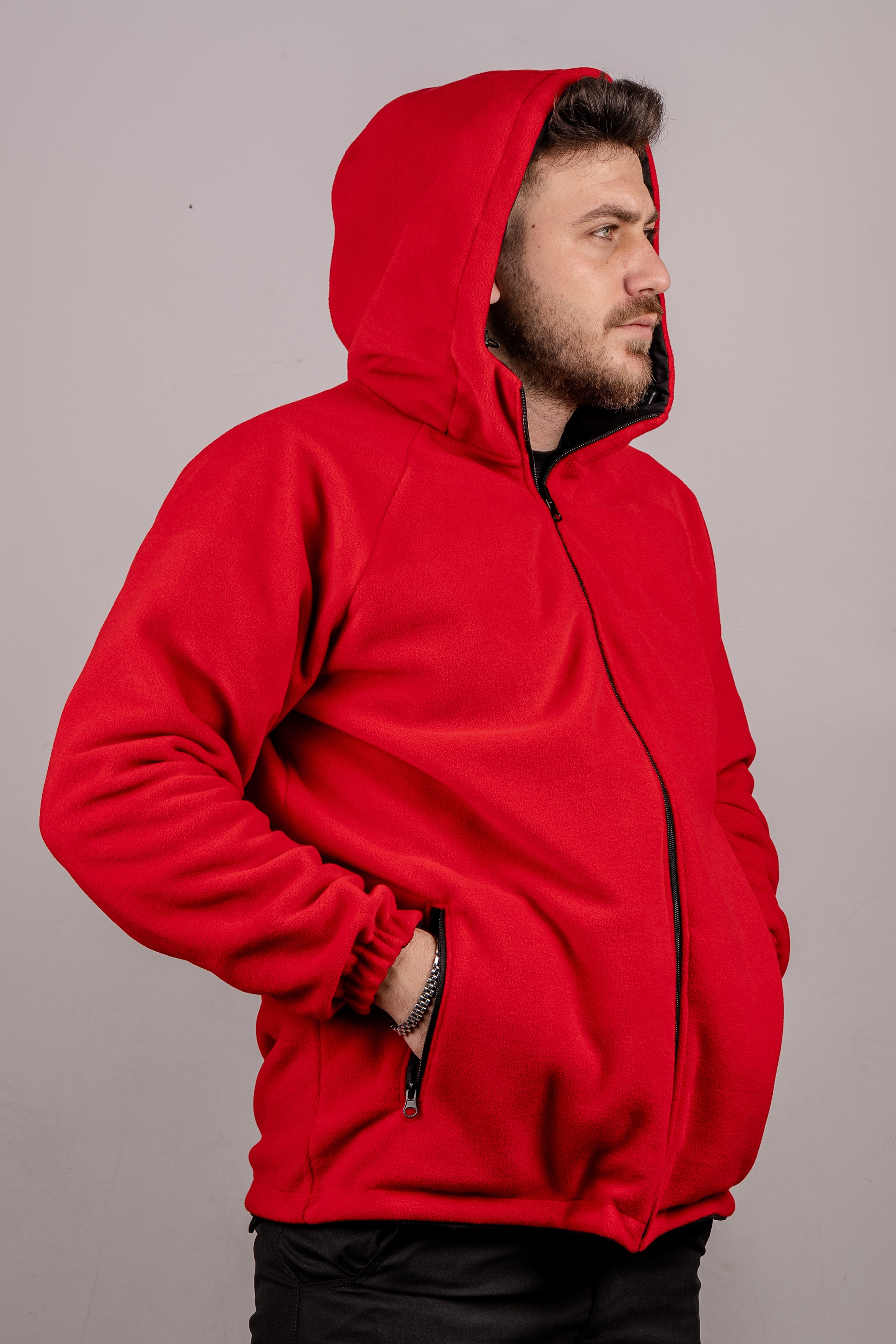 Huğlu Outdoor SİYAH- KIRMIZI ÇİFT TARAFLI YAĞMURLUK