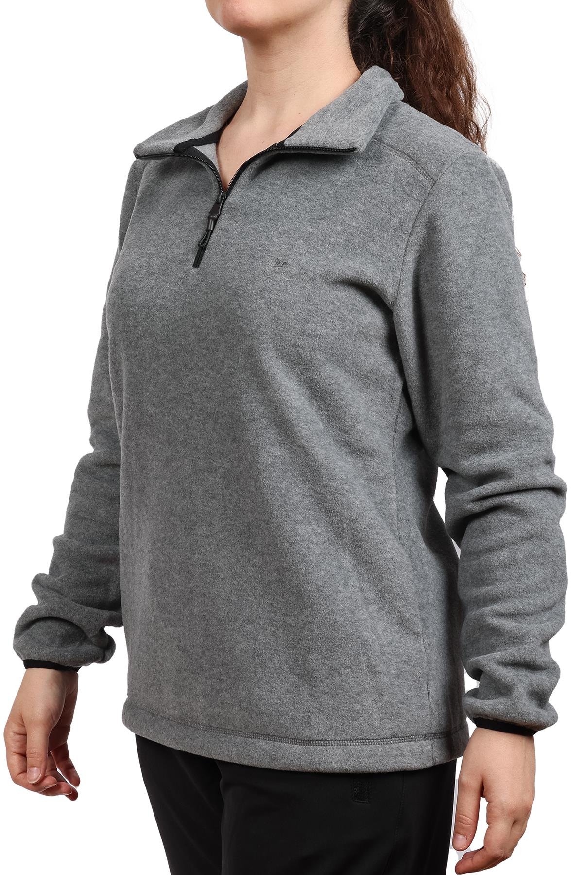 hugluoutdoorMelanj Gri Bayan Polar Sweatshirt