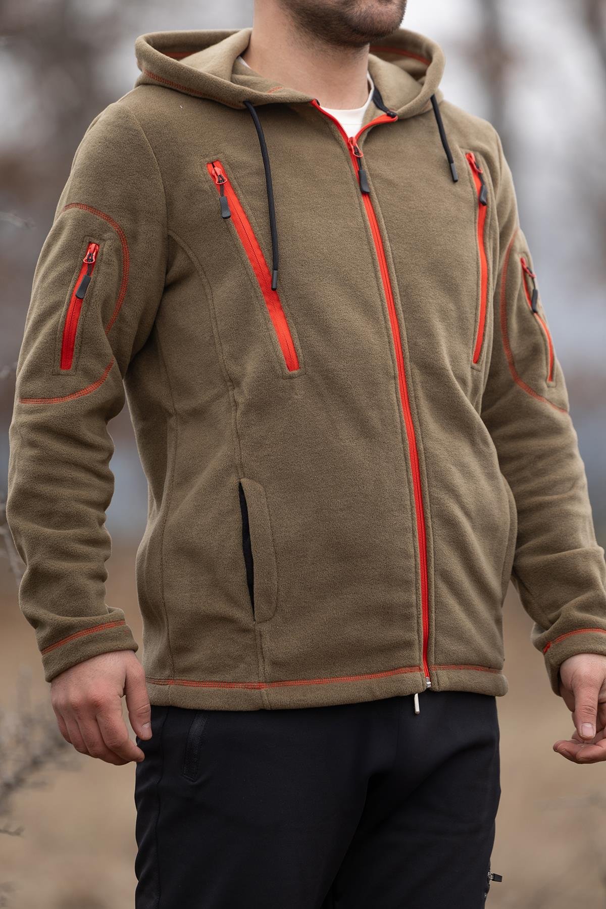 hugluoutdoor6 Cepli Haki Polar Hırka