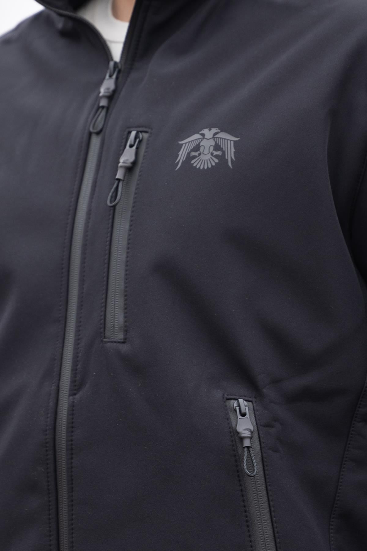 hugluoutdoorSiyah Kapüşonlu Softshell Mont