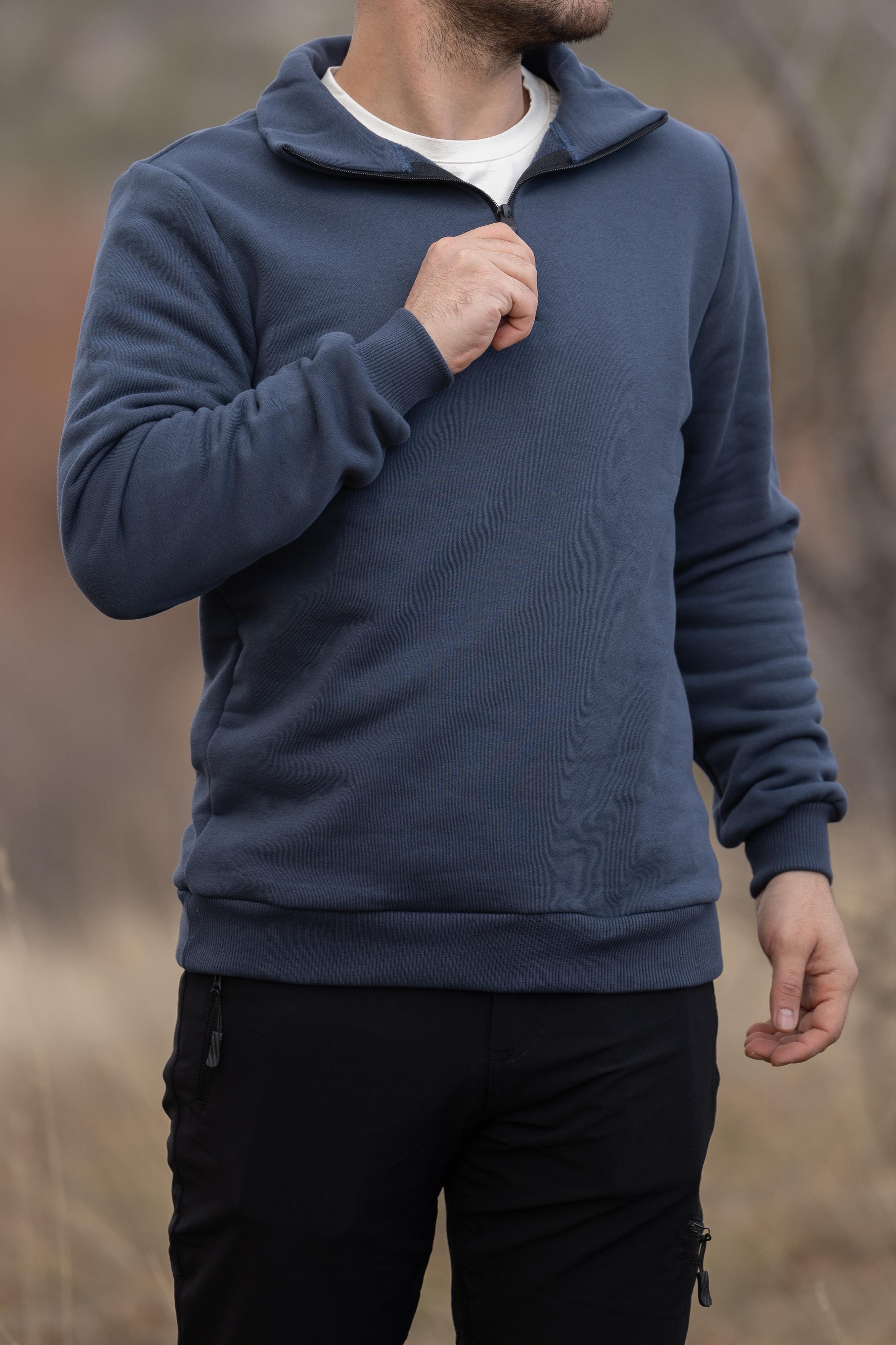 hugluoutdoorMavi Yarım Fermuarlı Sweatshirt