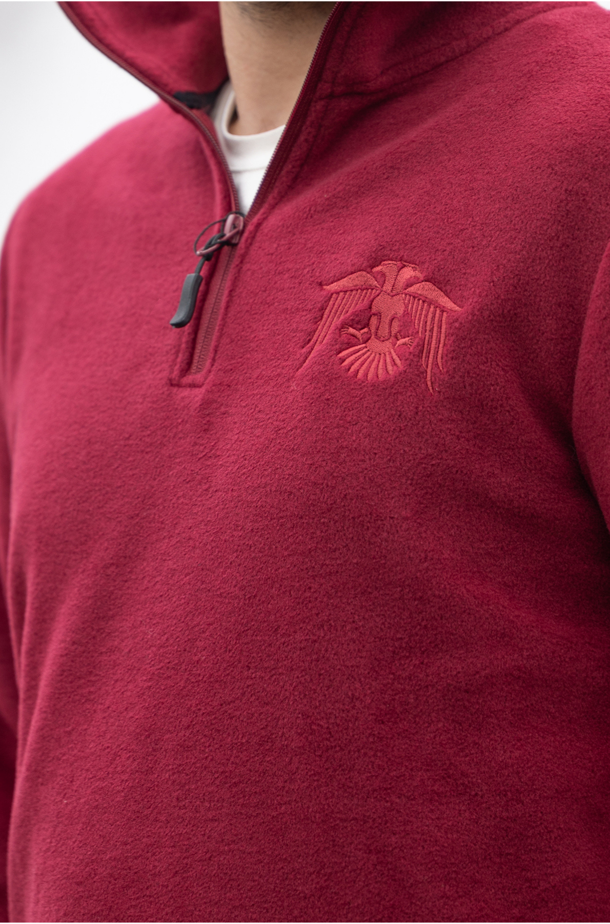 hugluoutdoorBordo Polar Sweatshirt Kartal Nakışlı 