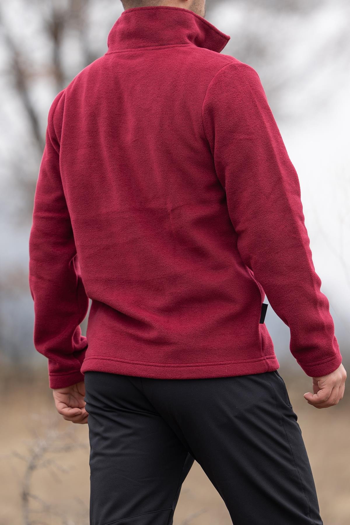 hugluoutdoorBordo Polar Sweatshirt Kartal Nakışlı 