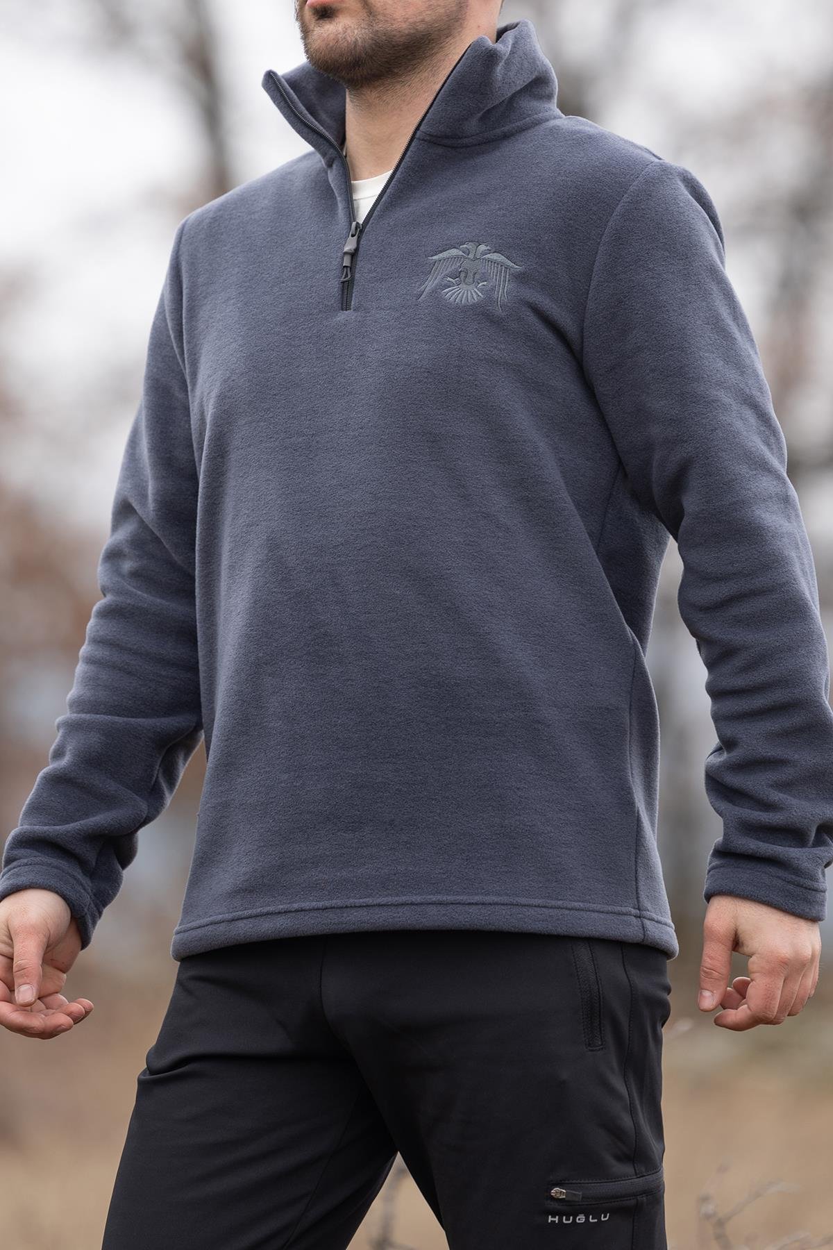 hugluoutdoorFüme Polar Sweatshirt Kartal Nakışlı 