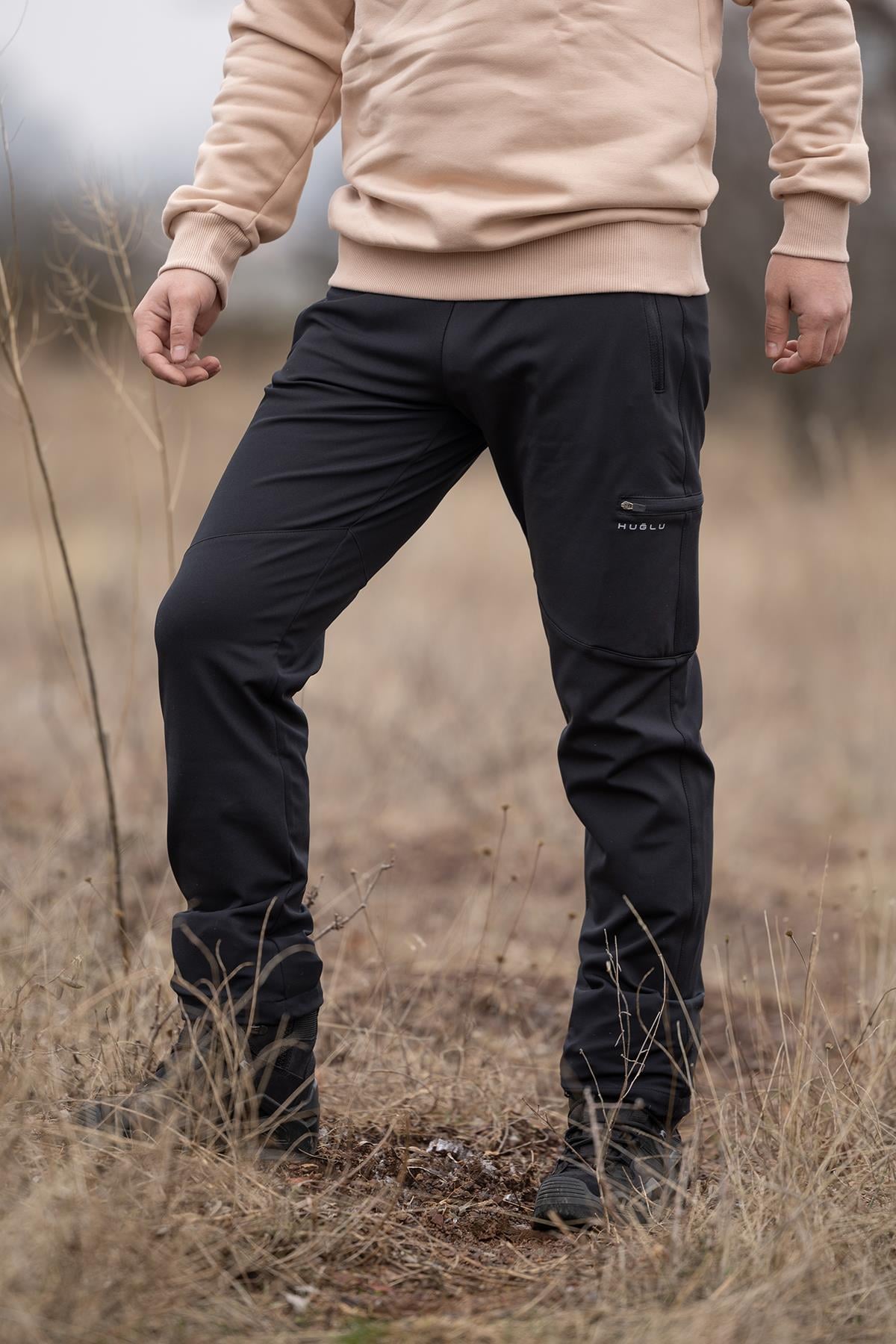 hugluoutdoor3 Cepli Siyah Parçalı Eşofman Alt