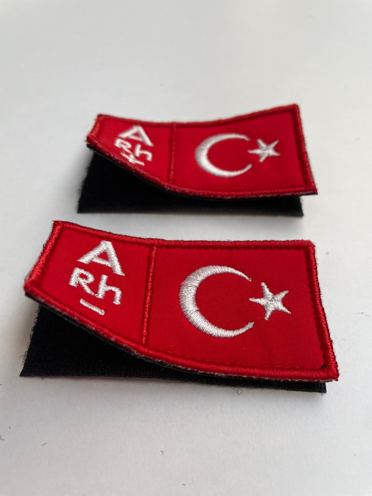 Türk Bayraklı Kan Grubu Aplikesi Cırt Bantlı