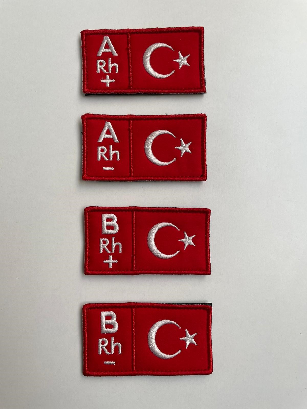 Türk Bayraklı Kan Grubu Aplikesi Cırt Bantlı
