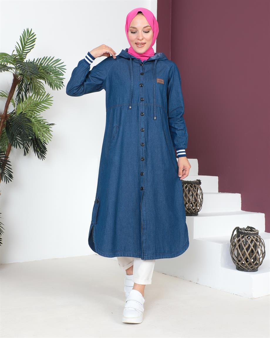 Arma Detaylı Koyu Kot Kap