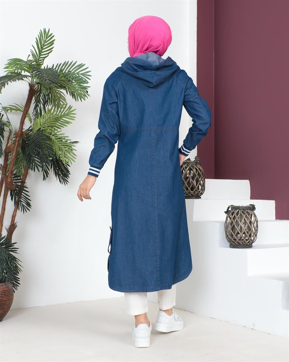 Arma Detaylı Koyu Kot Kap