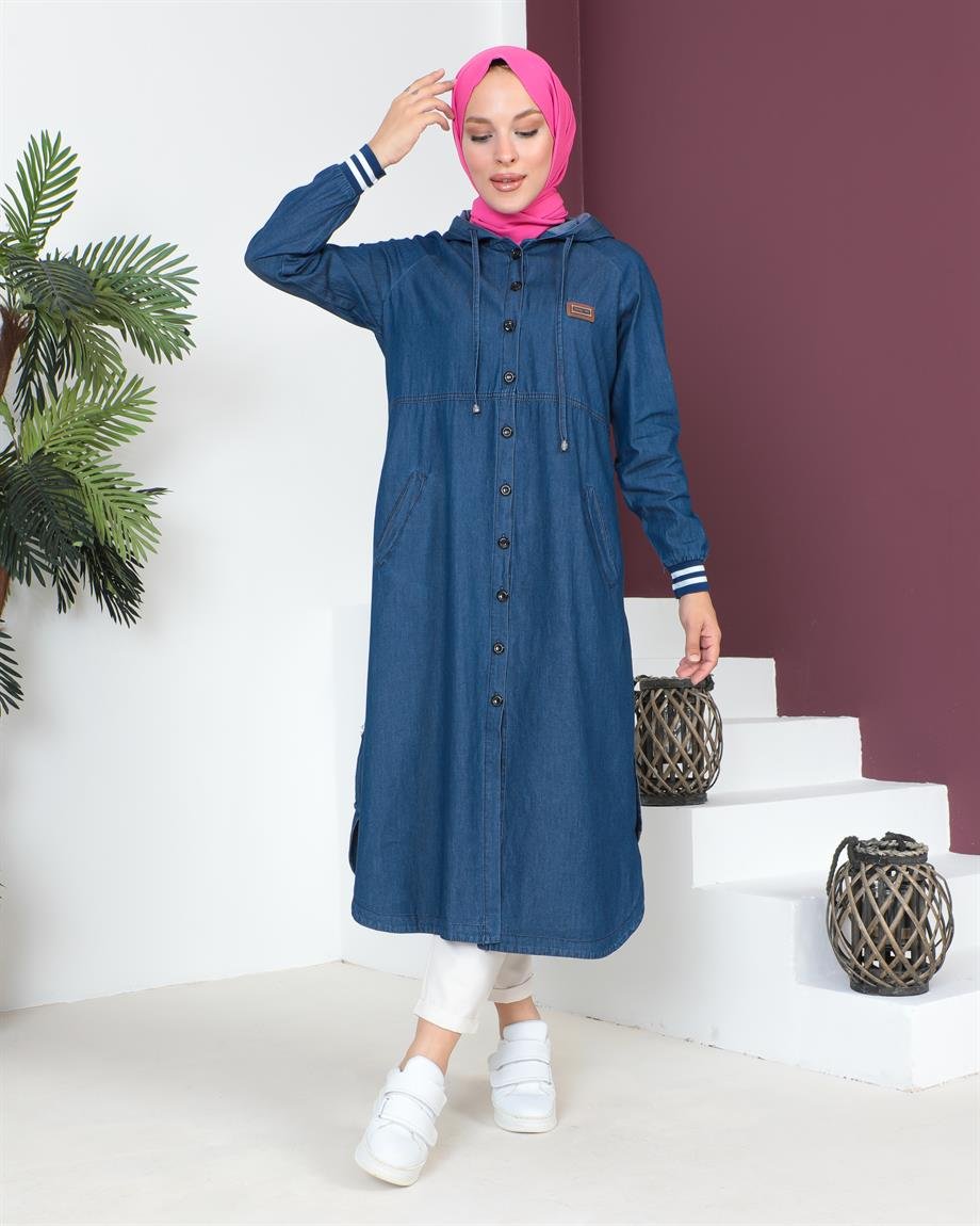 Arma Detaylı Koyu Kot Kap