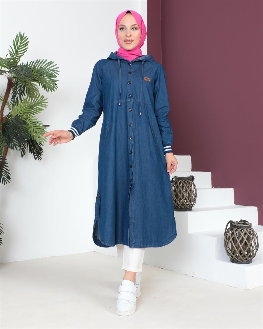 Arma Detaylı Koyu Kot Kap