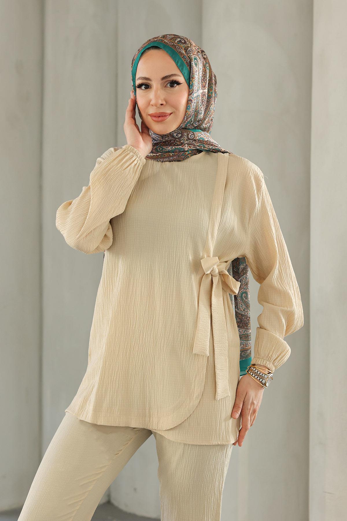 Bağlama Detaylı Takım Bej