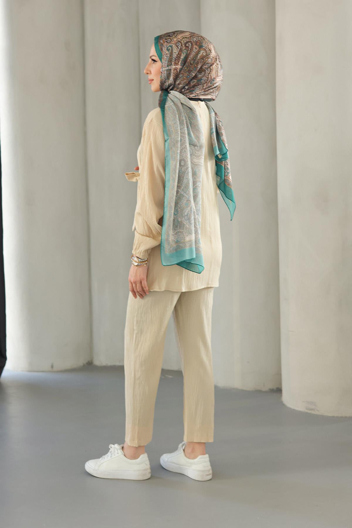 Bağlama Detaylı Takım Bej