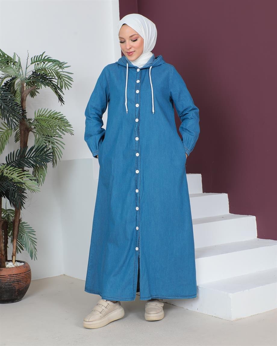 Beyaz Düğmeli Tesettür Açık Kap