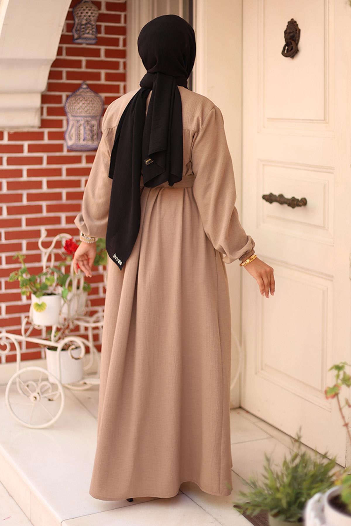 Büzgü Detaylı Ferace Vizon 4421