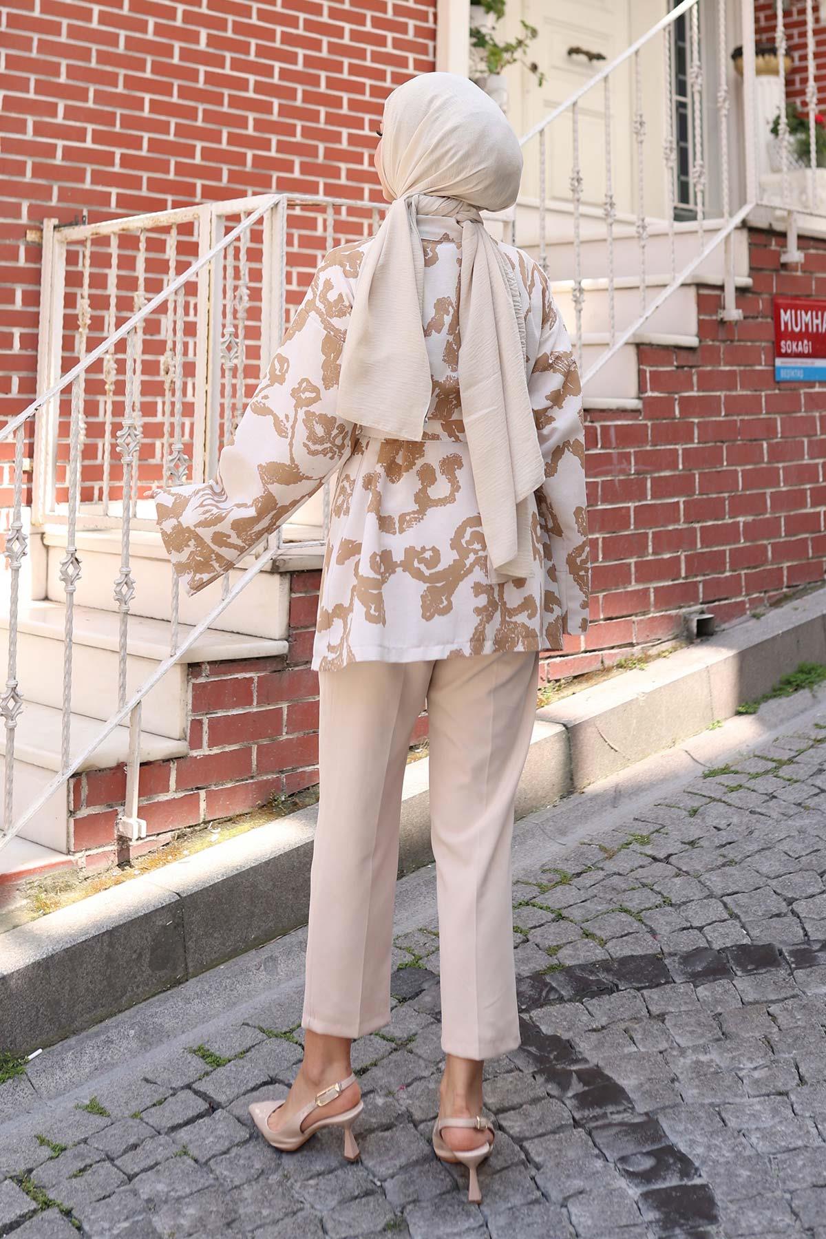 Etnik Desen Kimono Camel