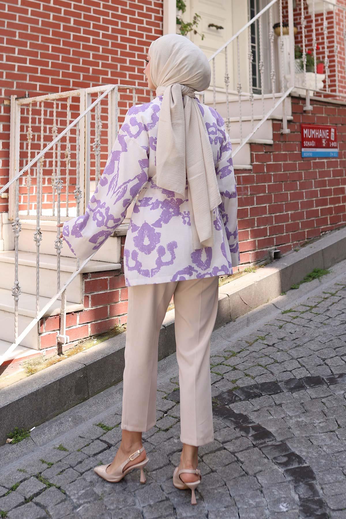 Etnik Desen Kimono Lila