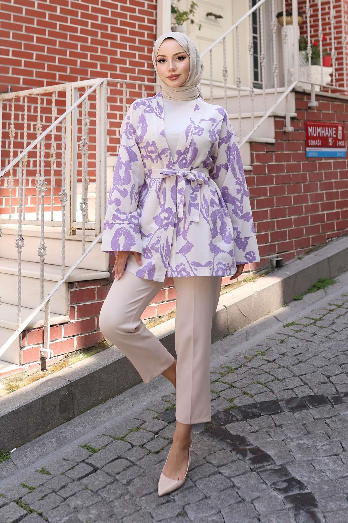 Etnik Desen Kimono Lila