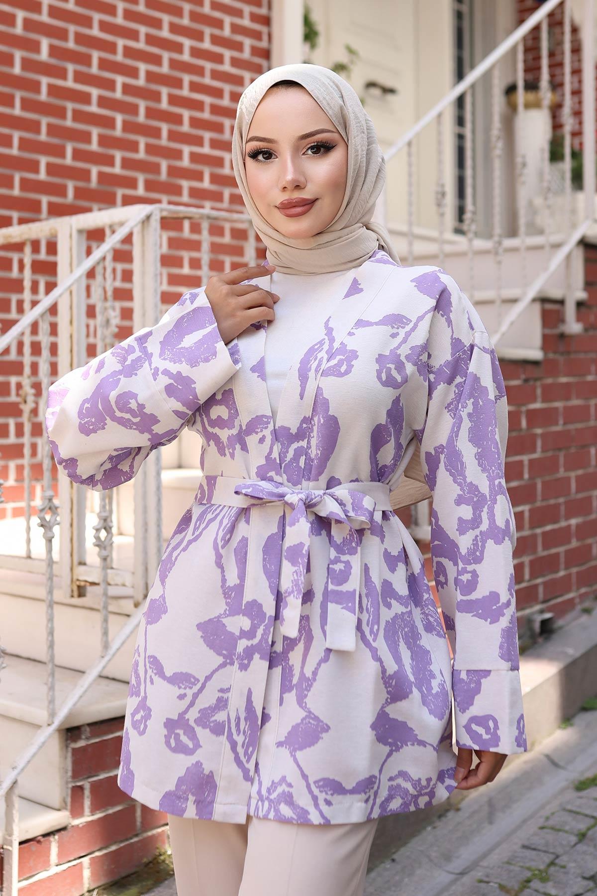 Etnik Desen Kimono Lila