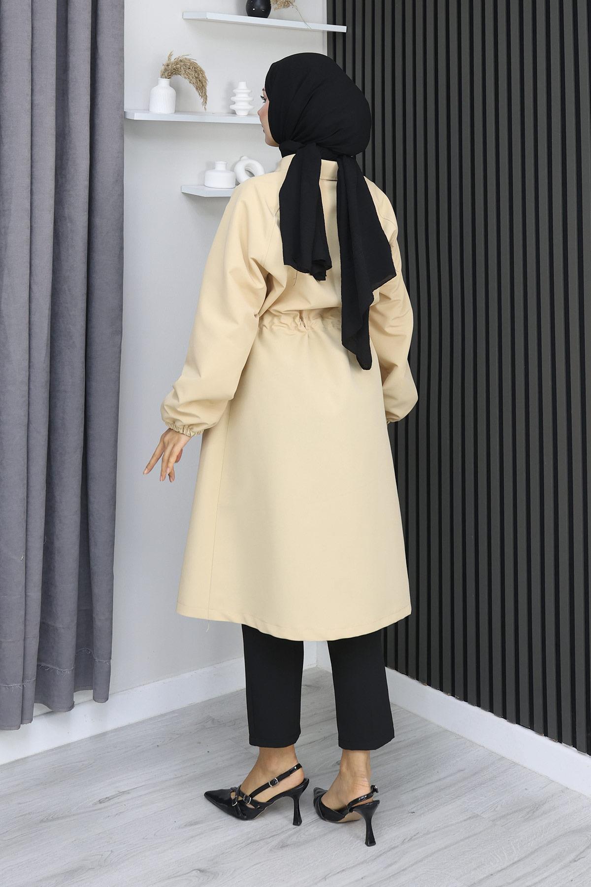 Gizli Patlı Trençkot  Bej 4430