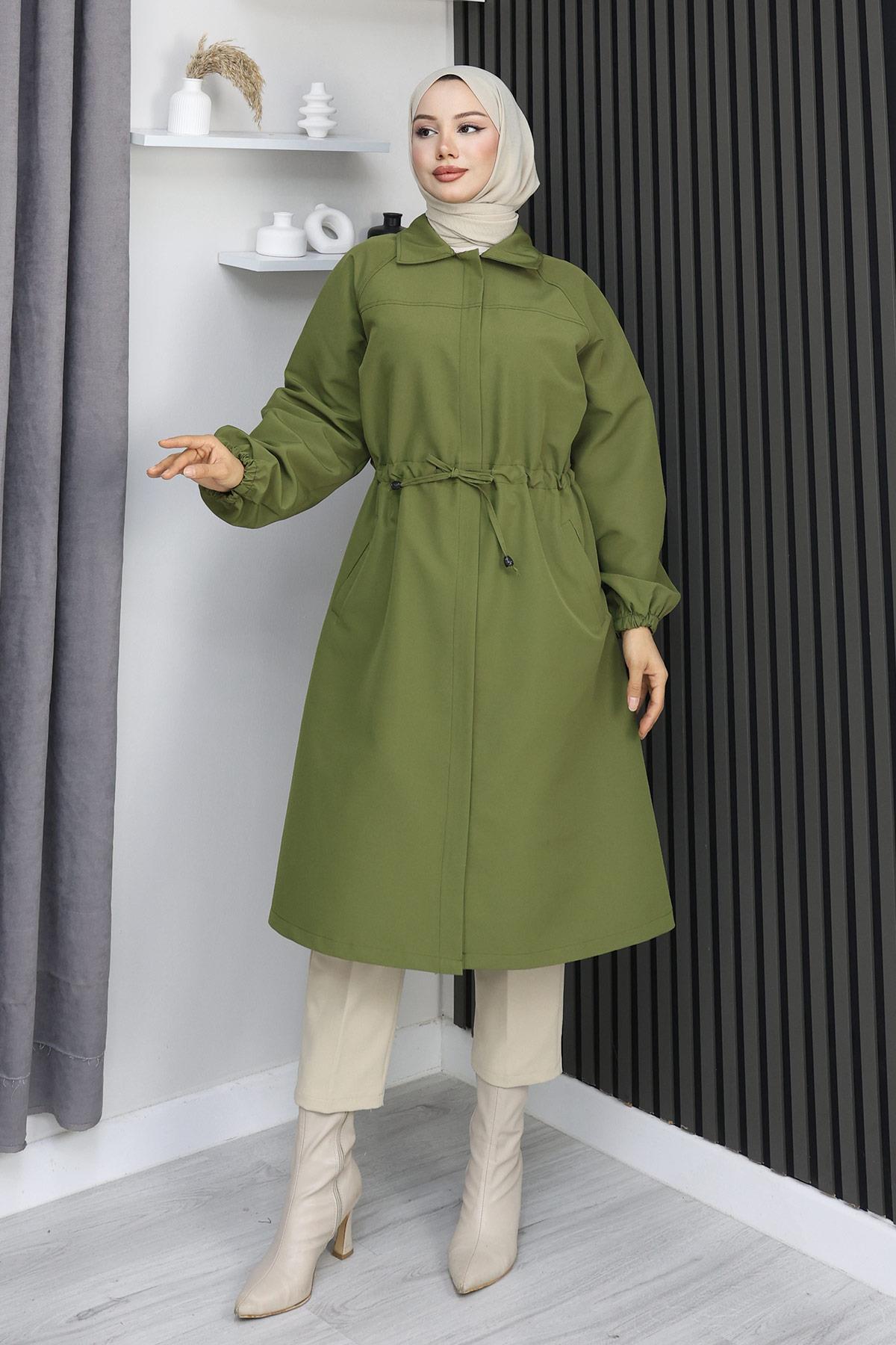 Gizli Patlı  Trençkot  Haki 4430