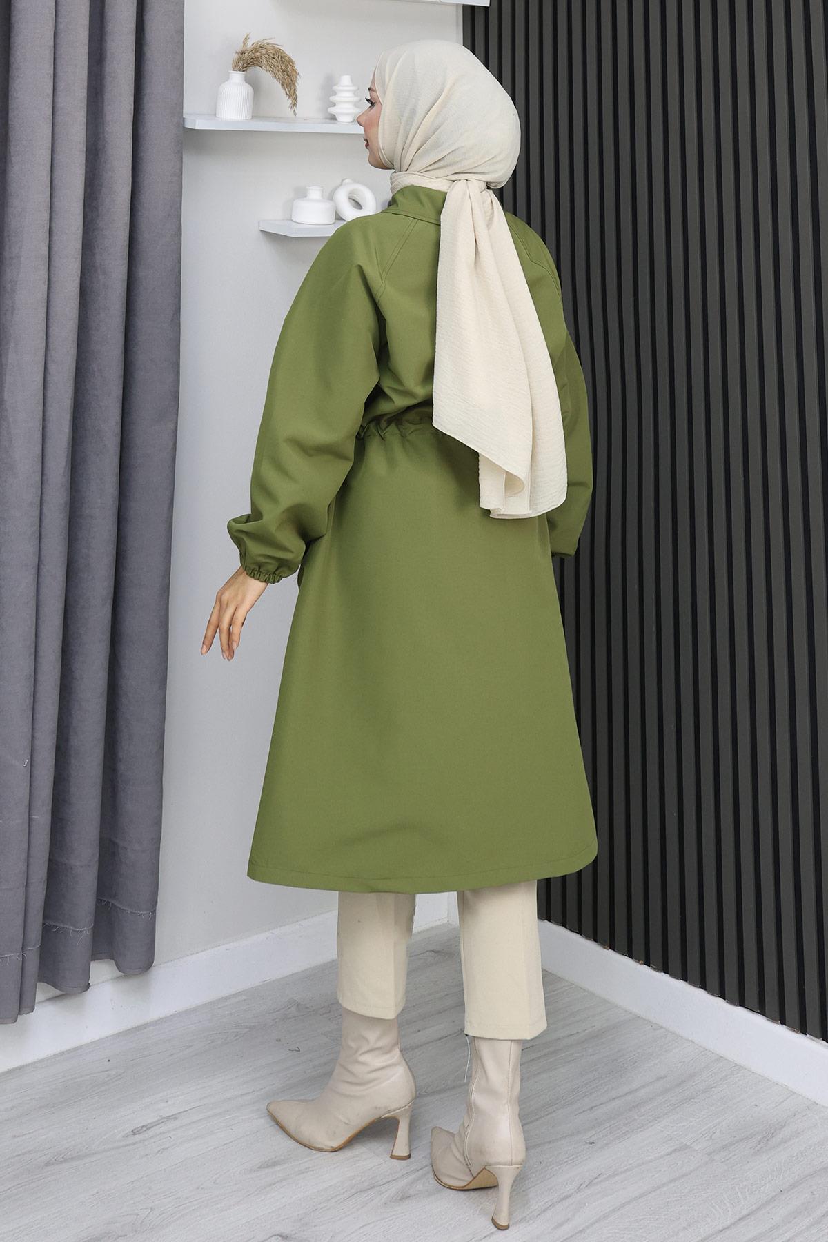 Gizli Patlı  Trençkot  Haki 4430