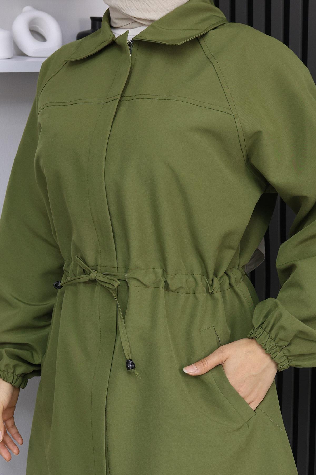 Gizli Patlı  Trençkot  Haki 4430