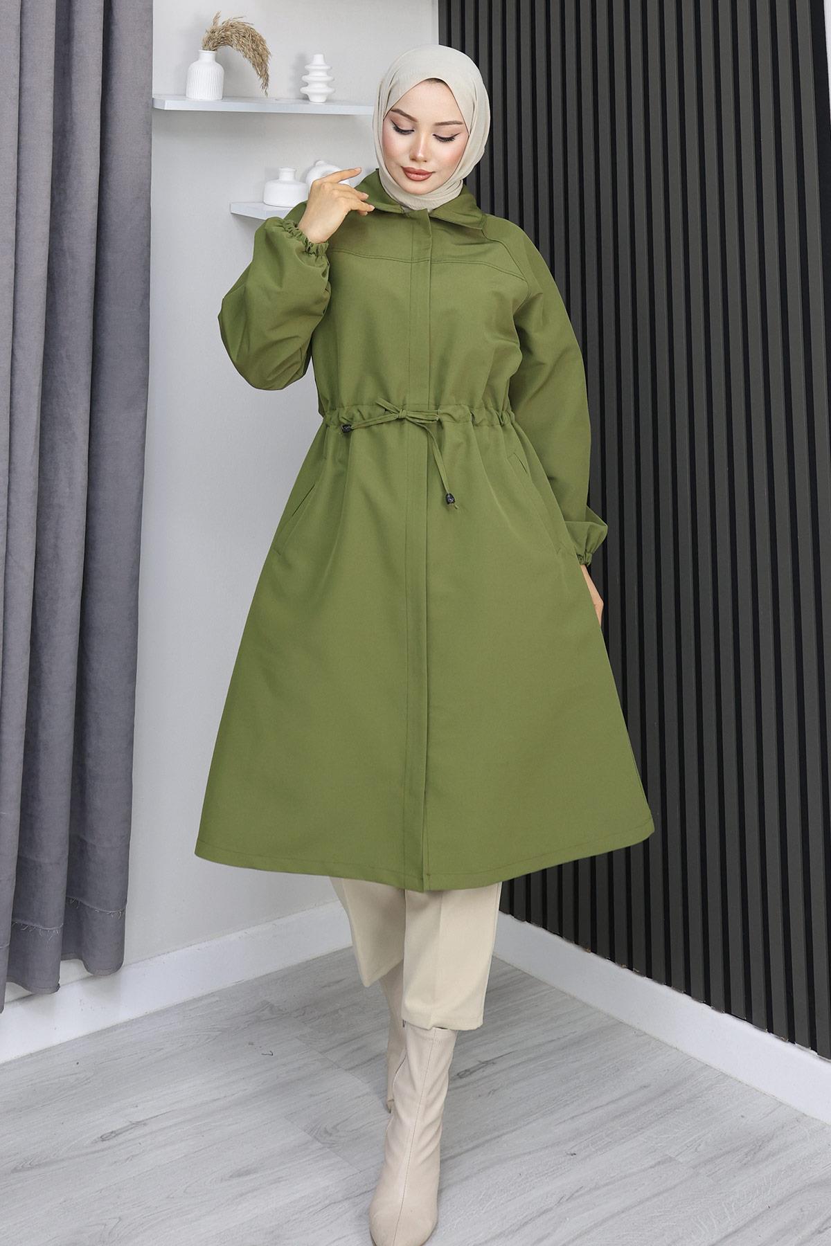 Gizli Patlı  Trençkot  Haki 4430