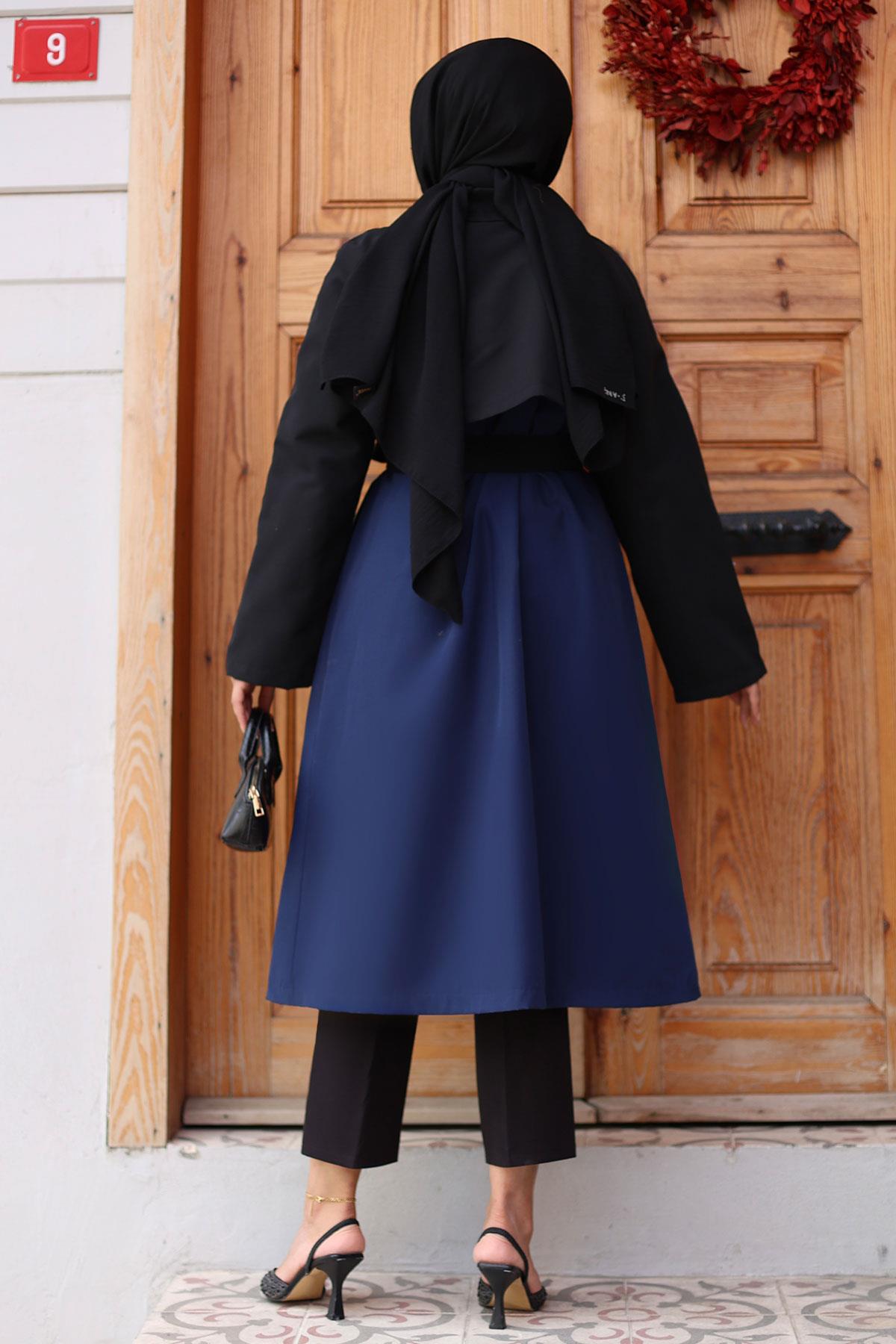 Kolu Garnili  Trençkot  İndigo 4435