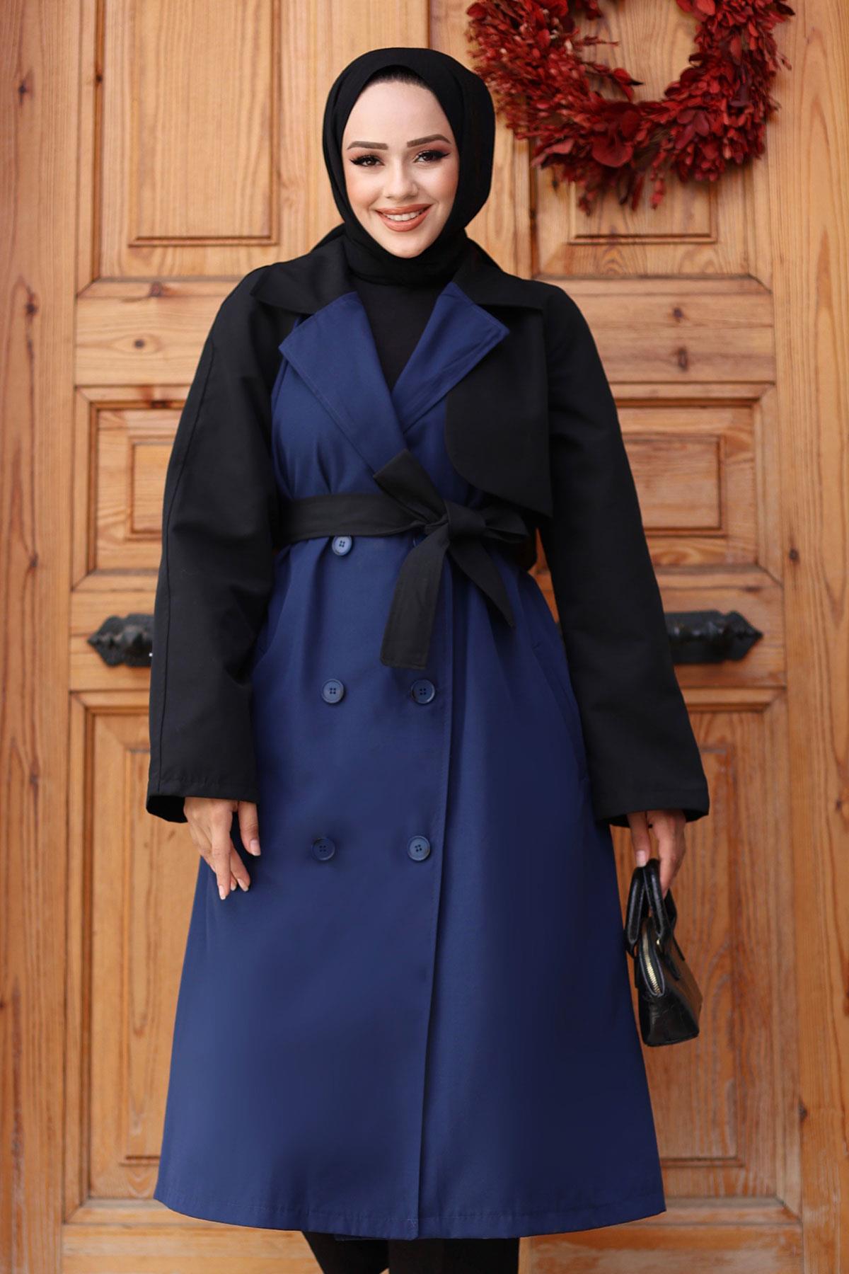 Kolu Garnili  Trençkot  İndigo 4435