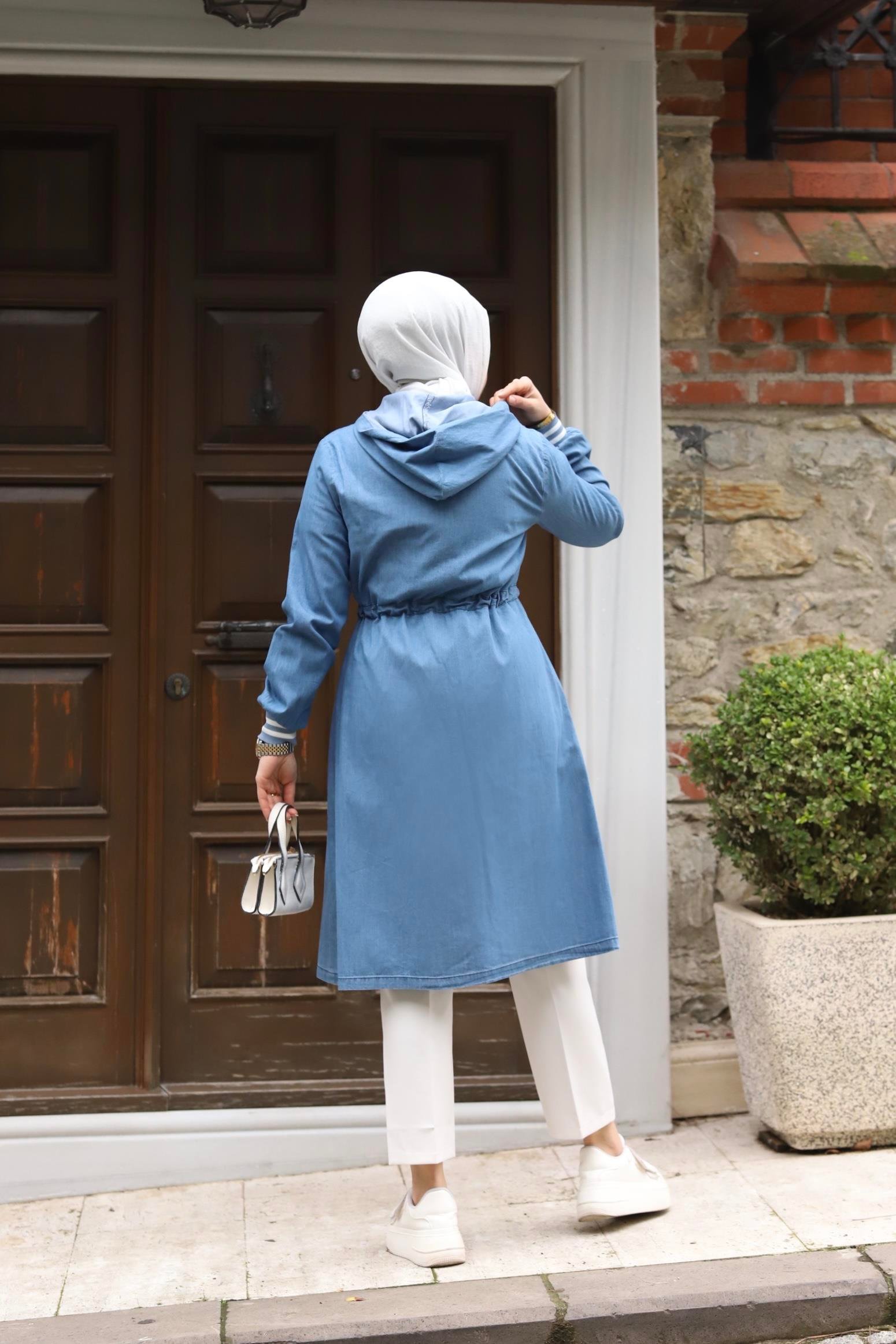 Manşet Detaylı Tesettür Açık Kot Kap