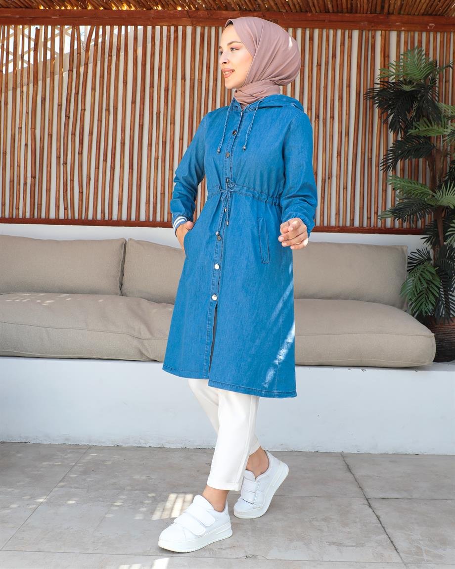 Manşet Detaylı Tesettür Açık Kot Kap