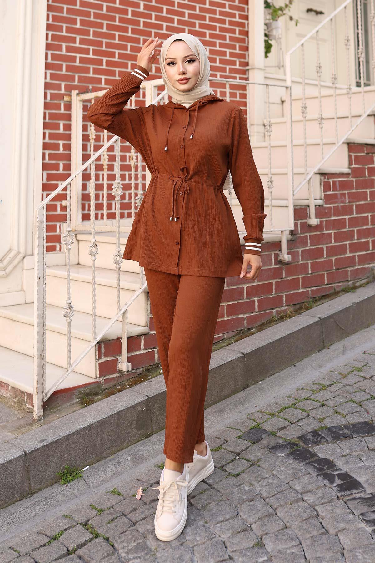 Ribana Detaylı Takım Kahverengi