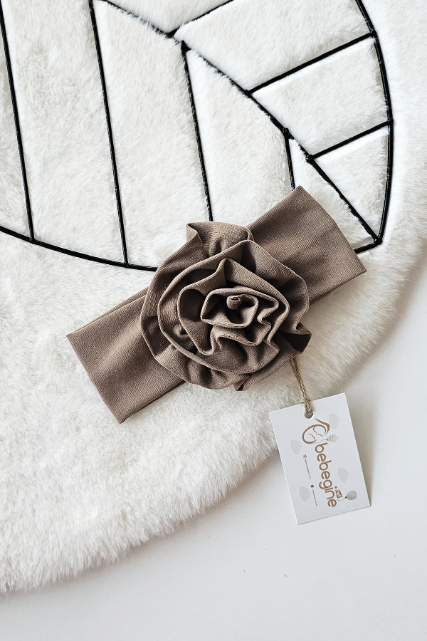 Açık Kahve Renkli Bebek Çiçek Bandana