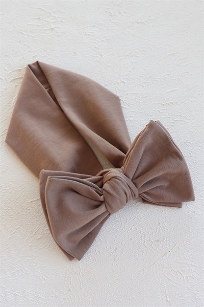 Açık Kahve Renkli Fiyonk Penye Bandana