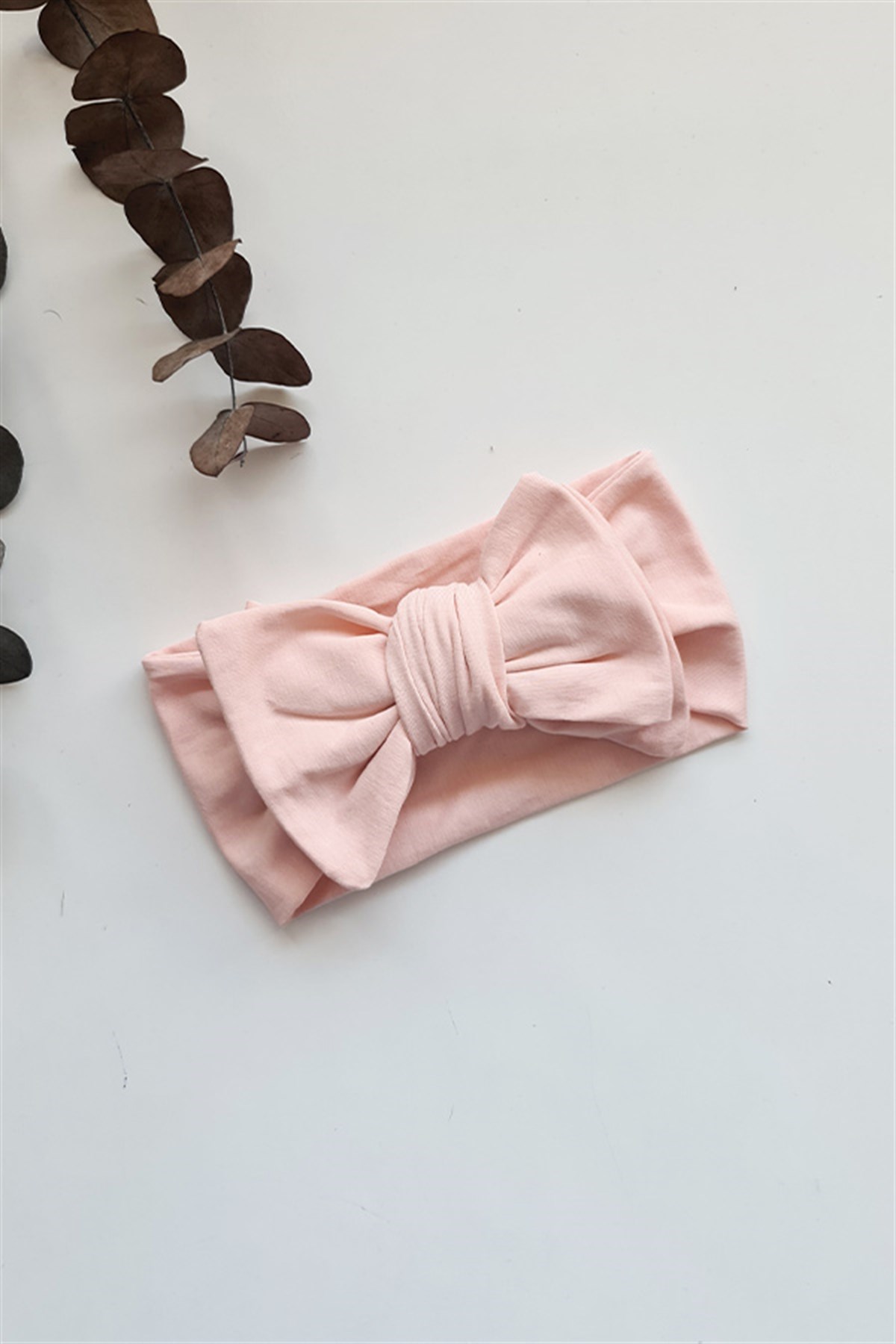 Açık Pembe Renkli Fiyonk Penye Bandana