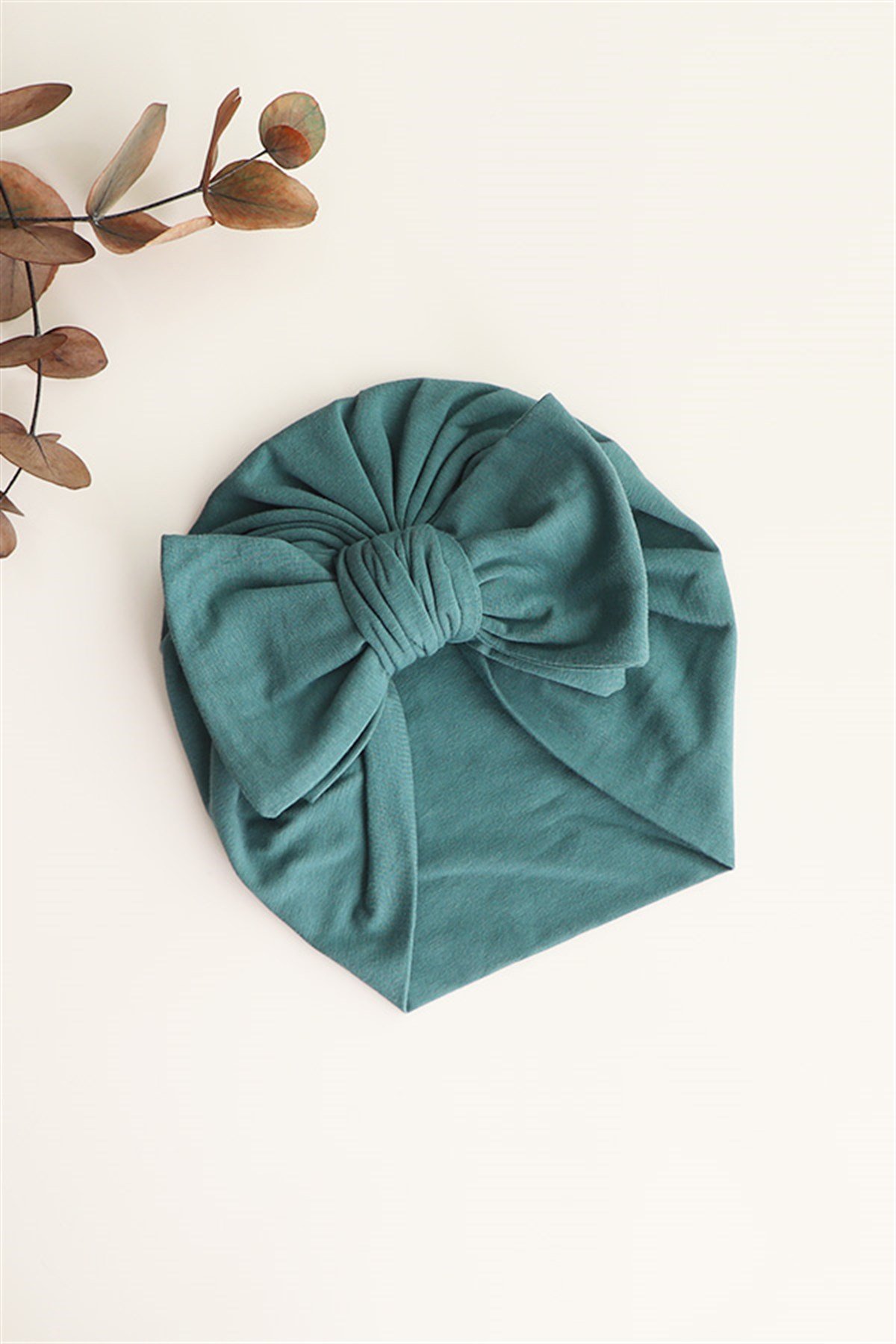 Açık Petrol Renkli Bebek Fiyonk Bone