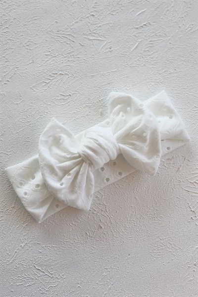 Beyaz Renkli Düğüm Fiyonk Fisto Bandana
