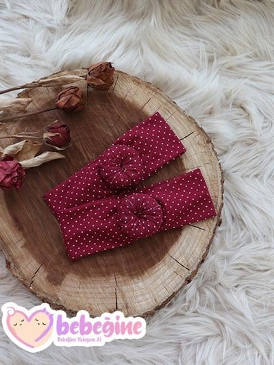 Bordo Renkli Puanlı Bebek Donut Bandana